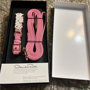 Oscar de la Renta Pink Lace Dog Collar & Leash Set